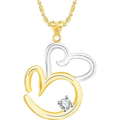 Buy Srikara Alloy Gold Plated CZ/AD Heart With Om Fashion Jewelry Pendant with Chain - SKP2218G - Purplle