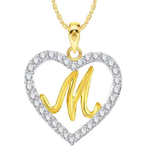 Buy Srikara Alloy Gold Plated CZ/AD Alphabet "M" in Heart Fashion Jewelry Pendant - SKP2277G - Purplle