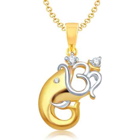 Buy Srikara Alloy Gold Plated CZ/AD Om Vakratund Fashion Jewelry Pendant with Chain - SKP1128GB - Purplle