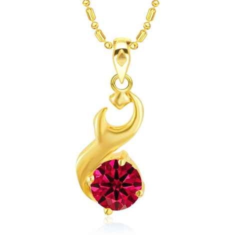 Buy Srikara Gold Plated CZ / AD Unique Drop Red Solitaire Fashion Jewellery Pendant Chain - SKP2880G - Purplle
