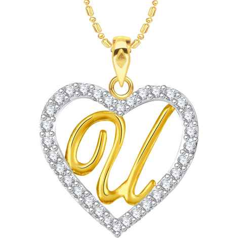 Buy Srikara Alloy Gold Plated CZ/AD Alphabet "U" in Heart Fashion Jewelry Pendant - SKP2285G - Purplle