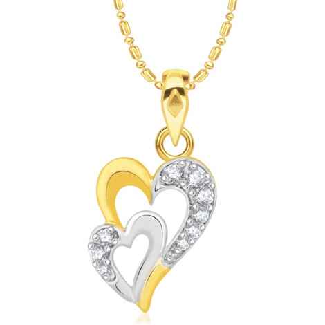 Buy Srikara Alloy Gold Plated CZ/AD Double Heart Fashion Jewelry Pendant with Chain - SKP2138G - Purplle