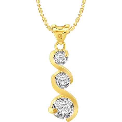Buy Srikara Alloy Gold Plated CZ/AD Three Stones Solitaire Fashion Jewelry Pendant - SKP2501G - Purplle