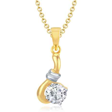 Buy Srikara Alloy Gold Plated CZ Hook Lock Solitaire Fashion Jewelry Pendant Chain - SKP1089GA - Purplle