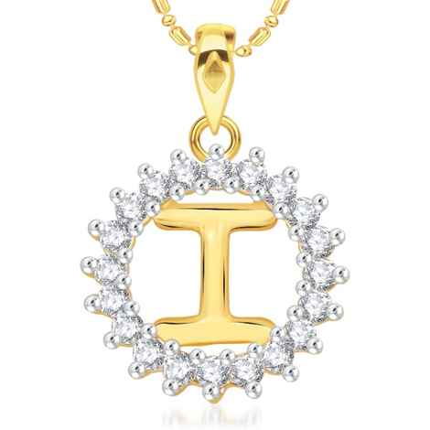 Buy Srikara Alloy Gold Plated CZ/AD Initial Letter I Fashion Jewellery Pendant Chain - SKP1955G - Purplle