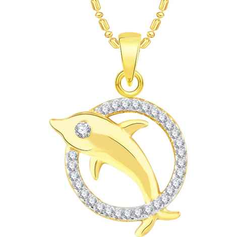 Buy Srikara Alloy Gold Plated CZ / AD Dolphin Fashion Jewellery Pendant with Chain - SKP2524G - Purplle
