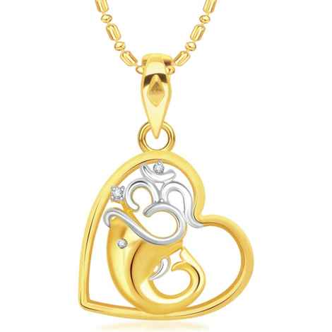 Buy Srikara Alloy Gold Plated CZ/AD OM Heart Pattern Fashion Jewellery Pendant Chain - SKP2835G - Purplle