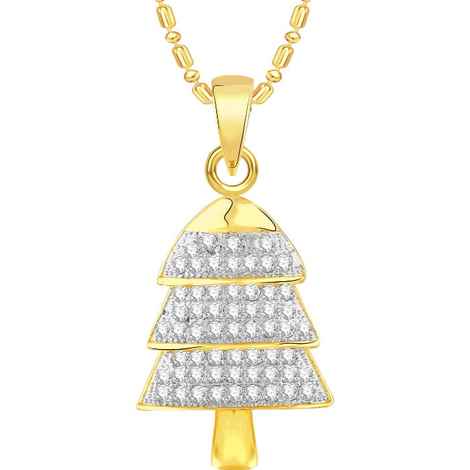Buy Srikara Alloy Gold Plated CZ / AD Christmas Tree Fashion Jewellery Pendant Chain - SKP2527G - Purplle