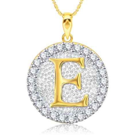Buy Srikara Alloy Gold Plated CZ/AD Initial Letter E Fashion Jewellery Pendant Chain - SKP2188G - Purplle