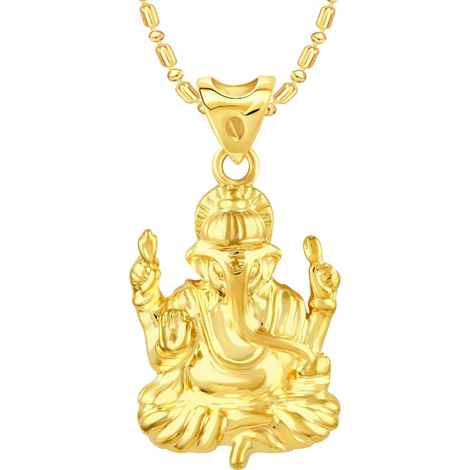 Buy Srikara Alloy Gold Plated CZ / AD Ganpati Fashion Jewellery Pendant with Chain - SKP2509G - Purplle