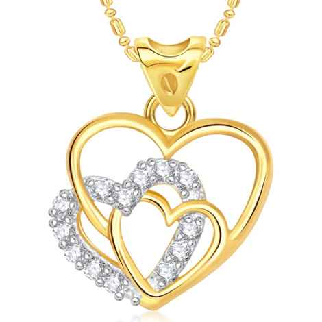 Buy Srikara Alloy Gold Plated CZ/AD Three Heart Valentine Fashion Jewelry Pendant - SKP1771G - Purplle