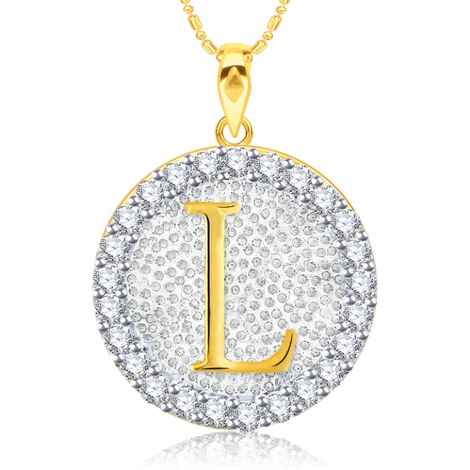 Buy Srikara Alloy Gold Plated CZ/AD Initial Letter L Fashion Jewellery Pendant Chain - SKP2194G - Purplle