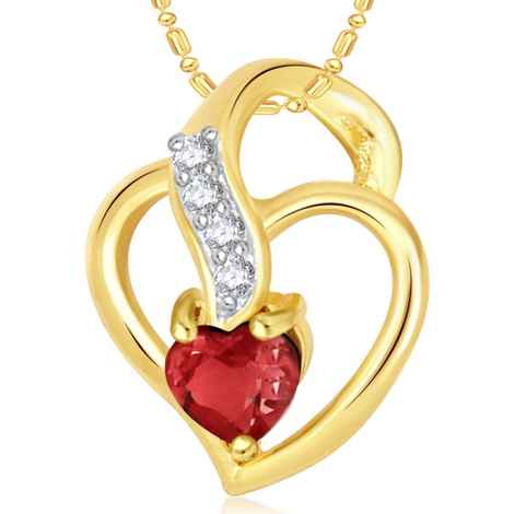 Buy Srikara Alloy Gold Plated CZ/AD Well Crafted Heart Valentine Fashion Jewelry Pendant - SKP1790G - Purplle