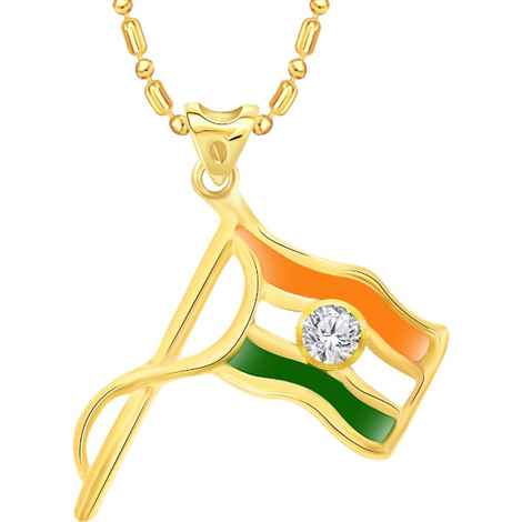 Buy Srikara Alloy Gold Plated CZ / AD India Flag Fashion Jewelry Pendant with Chain - SKP2222G - Purplle