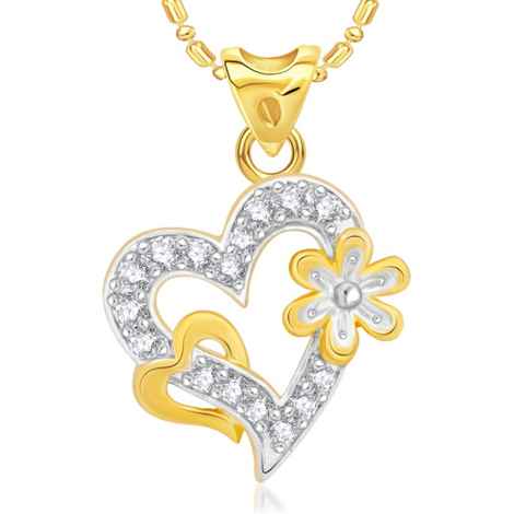 Buy Srikara Alloy Gold Plated CZ/AD Heart Flower Fashion Jewelry Pendant Chain - SKP2334G - Purplle