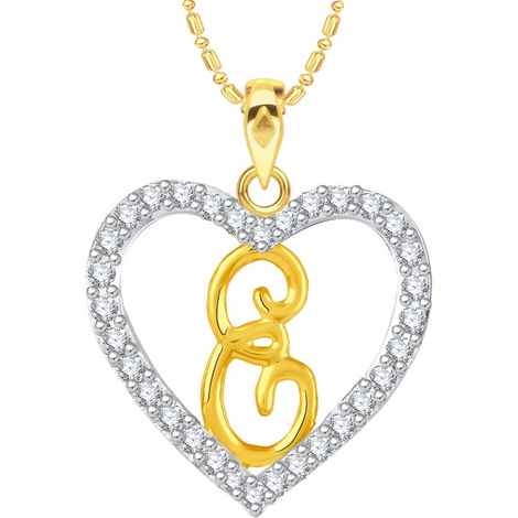 Buy Srikara Alloy Gold Plated CZ/AD Alphabet "E" in Heart Fashion Jewelry Pendant - SKP2269G - Purplle