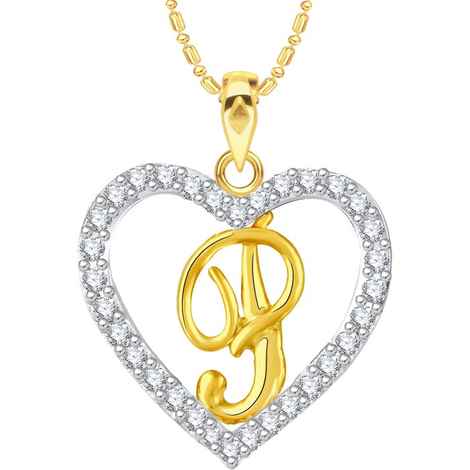 Buy Srikara Alloy Gold Plated CZ/AD Alphabet "P" in Heart Fashion Jewelry Pendant - SKP2280G - Purplle