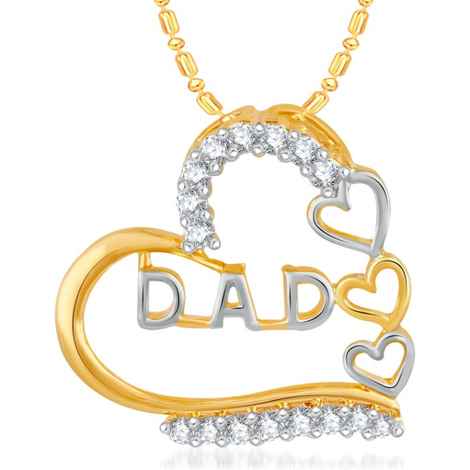 Buy Srikara Alloy Gold Plated CZ / AD I Love You Dad Fashion Jewellery Pendant Chain - SKP2385G - Purplle