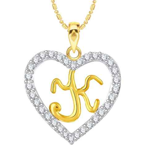 Buy Srikara Alloy Gold Plated CZ/AD Alphabet "K" in Heart Fashion Jewelry Pendant - SKP2275G - Purplle
