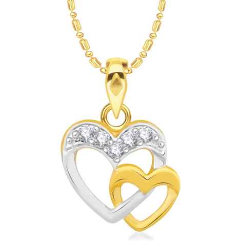 Buy Srikara Alloy Gold Plated CZ/AD Double Heart Fashion Jewelry Pendant with Chain - SKP2132G - Purplle