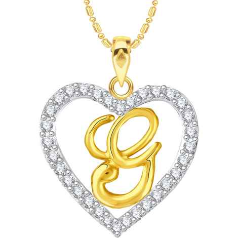 Buy Srikara Alloy Gold Plated CZ/AD Alphabet "G" in Heart Fashion Jewelry Pendant - SKP2271G - Purplle
