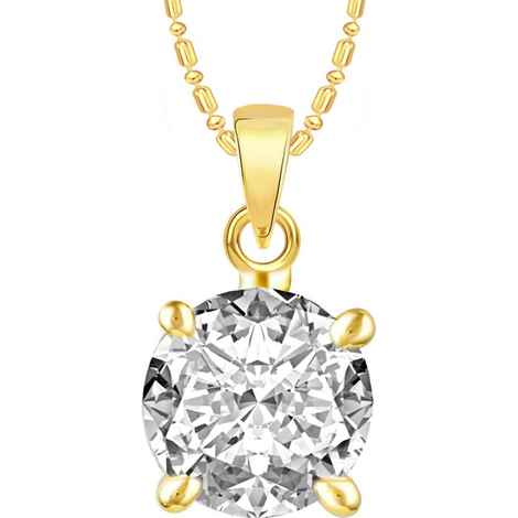 Buy Srikara Alloy Gold Plated CZ / AD Solitaire Fashion Jewellery Pendant with Chain - SKP2461G - Purplle