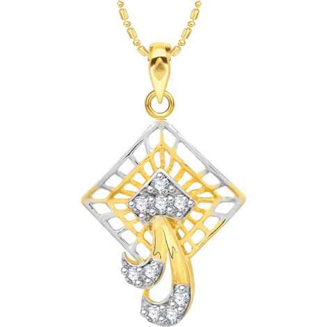 Buy Srikara Alloy Gold Plated CZ / AD Square Fashion Jewellery Pendant with Chain - SKP2643G - Purplle