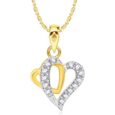 Buy Srikara Alloy Gold Plated CZ / AD Loving Tiffany Heart Fashion Jewellery Pendant - SKP2131G - Purplle