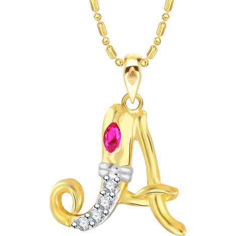 Buy Srikara Alloy Gold Plated CZ/AD Initial Letter A Ganesh Fashion Jewelry Pendant - SKP2236G - Purplle