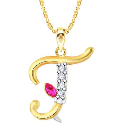Buy Srikara Alloy Gold Plated CZ Ganesh Initial Letter "T" Fashion Jewellery Pendant - SKP2255G - Purplle