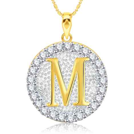 Buy Srikara Alloy Gold Plated CZ/AD Initial Letter M Fashion Jewellery Pendant Chain - SKP2195G - Purplle