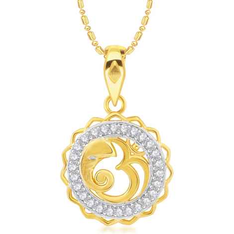 Buy Srikara Alloy Brass Gold Plated CZ/AD Om Ganesh Fashion Jewellery Pendant Chain - SKP2982G - Purplle