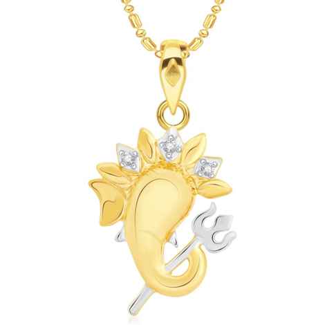 Buy Srikara Alloy Brass Gold Plated CZ Shiva Ganesh Fashion Jewelry Pendant Chain - SKP2978G - Purplle