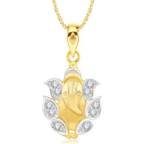 Buy Srikara Alloy Brass Gold Plated CZ / AD Ganpati Fashion Jewellery Pendant Chain - SKP2992G - Purplle