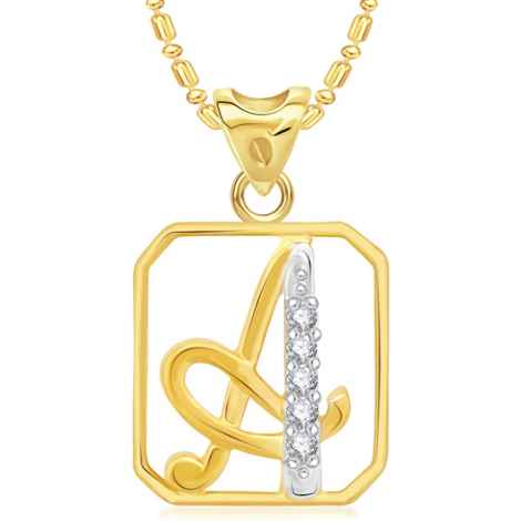 Buy Srikara Alloy Brass Gold Plated CZ/AD Alphabet A Fashion Jewelry Pendant Chain - SKP2917G - Purplle