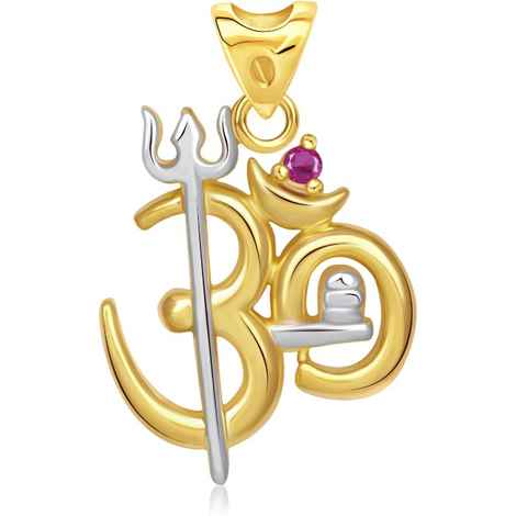 Buy Srikara Alloy Gold Plated CZ / AD Om Trishul Fashion Jewelry Pendant with Chain - SKP1484G - Purplle