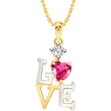 Buy Srikara Alloy Brass Gold Plated CZ/AD LOVE Pink Pearl Fashion Jewelry Pendant - SKP3034G - Purplle