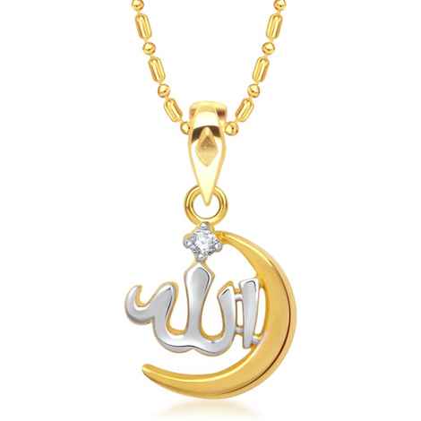 Buy Srikara Alloy Gold Plated CZ / AD Allah Fashion Jewellery Pendant with Chain - SKP1401G - Purplle