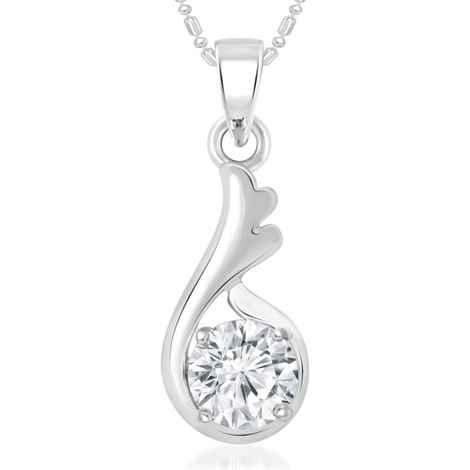 Buy Srikara Alloy Rhodium Plated CZ / AD Fashion Jewellery Pendant with Chain - SKP2027R - Purplle