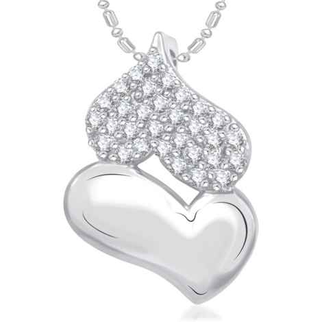 Buy Srikara Alloy Rhodium Plated CZ Double Heart Valentine Fashion Jewellery Pendant - SKP1926R - Purplle