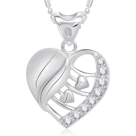 Buy Srikara Alloy Rhodium Plated CZ/AD Shinning Diva Heart Valentine Fashion Jewelry Pendant - SKP1645R - Purplle