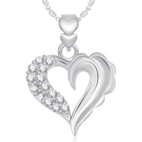 Buy Srikara Alloy Rhodium Plated CZ/AD Cute Heart Valentine Fashion Jewelry Pendant - SKP1871R - Purplle