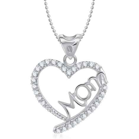 Buy Srikara Alloy Rhodium Plated CZ/AD Admirable Fashion Jewelry Pendant with Chain - SKP1389R - Purplle