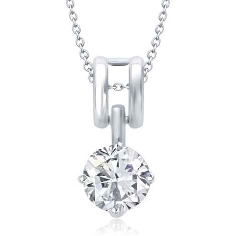 Buy Srikara Alloy Rhodium Plated CZ/AD Solitaire Fashion Jewelry Pendant with Chain - SKP1073R - Purplle