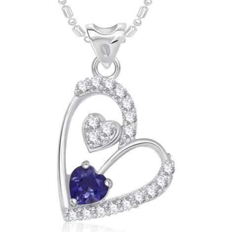Buy Srikara Alloy Rhodium Plated CZ/AD Dual Tiny Hearts Valentine Fashion Jewelry Pendant - SKP1725R - Purplle