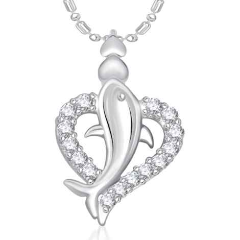 Buy Srikara Alloy Rhodium Plated CZ/AD Dolphin in Heart Valentine Fashion Jewelry Pendant - SKP1927R - Purplle