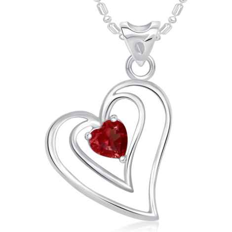 Buy Srikara Alloy Rhodium Plated CZ/AD Red Stone In Heart Valentine Fashion Jewelry Pendant - SKP1714R - Purplle