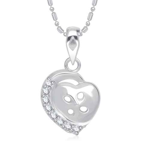 Buy Srikara Alloy Rhodium Plated CZ/AD Closeness Heart Fashion Jewelry Pendant Chain - SKP1513R - Purplle