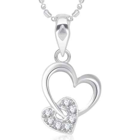 Buy Srikara Alloy Rhodium Plated CZ/AD Togetherness Heart Valentine Fashion Jewelry Pendant - SKP1663R - Purplle
