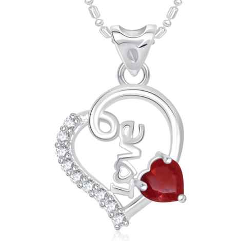 Buy Srikara Alloy Rhodium Plated CZ/AD Love Heart Valentine Fashion Jewelry Pendant - SKP1712R - Purplle
